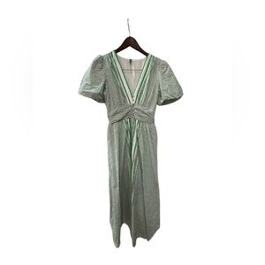 Anthropologie Green and White Dress